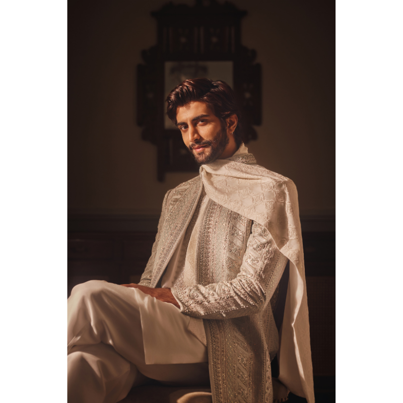 Izaan Ivory Embroidered Prince Coat