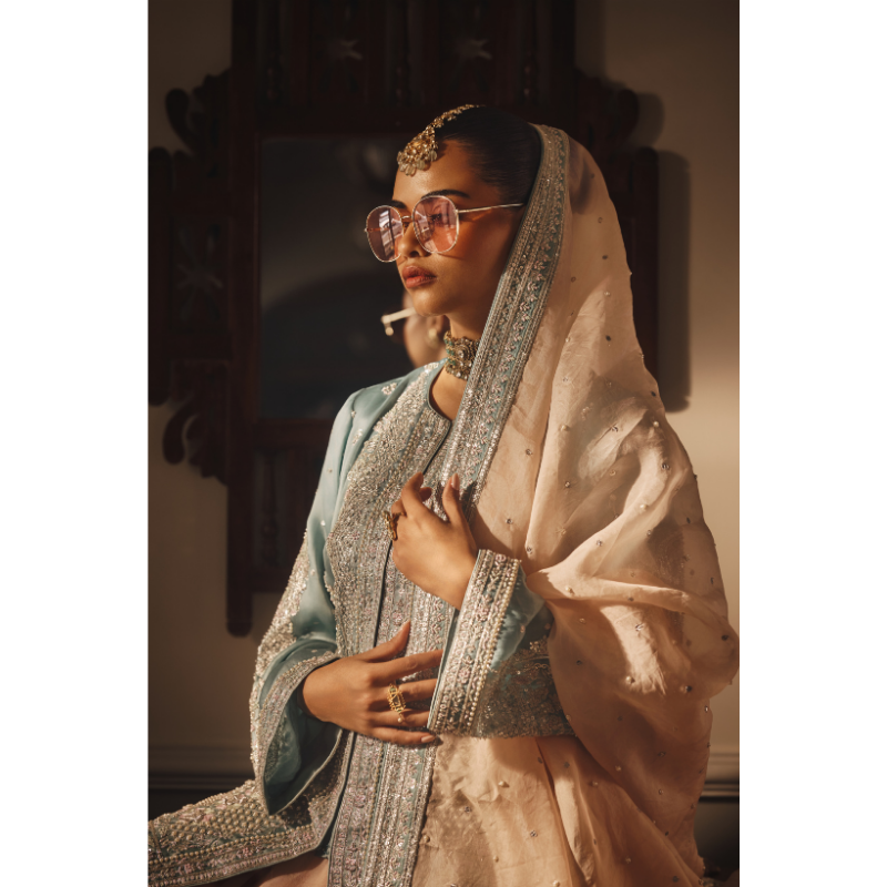 Mahnoor Ice Blue Bridal Ensemble