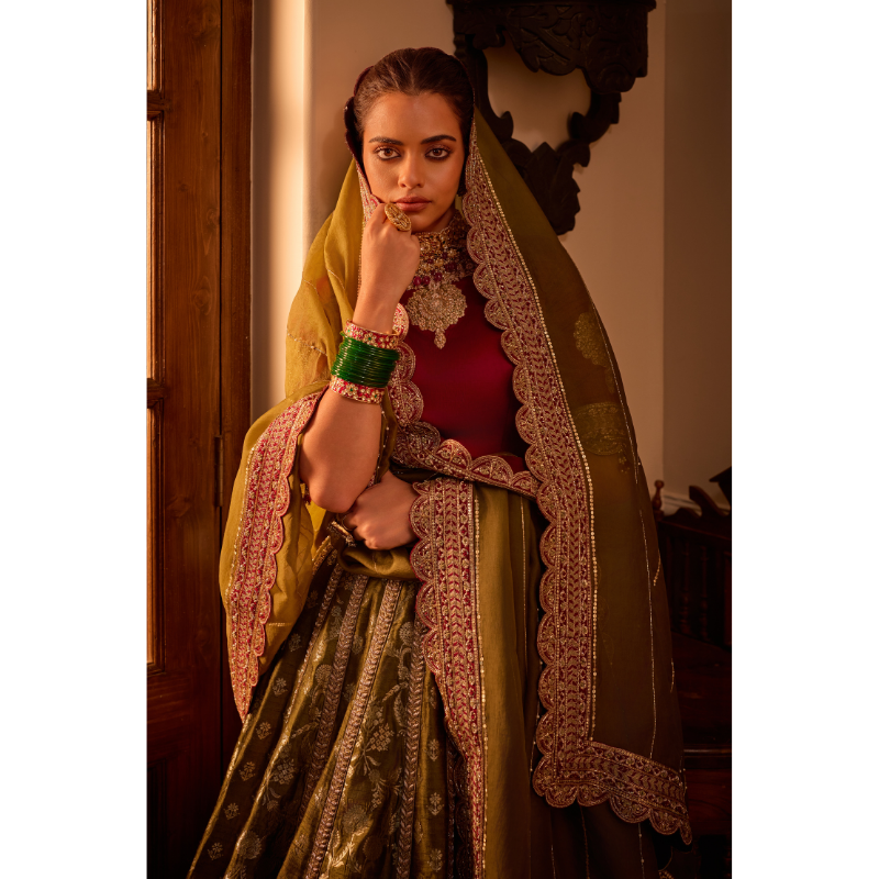 Mehrunisa Olive Bridal Ensemble