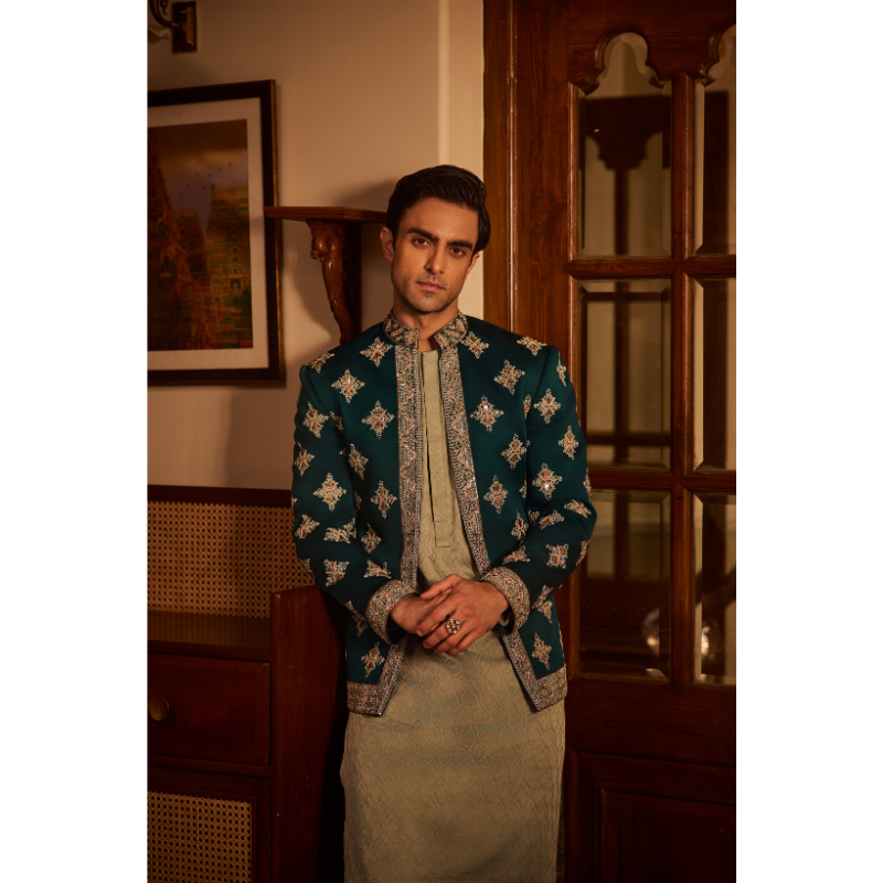 Mehran Emerald Embroidered Jacket