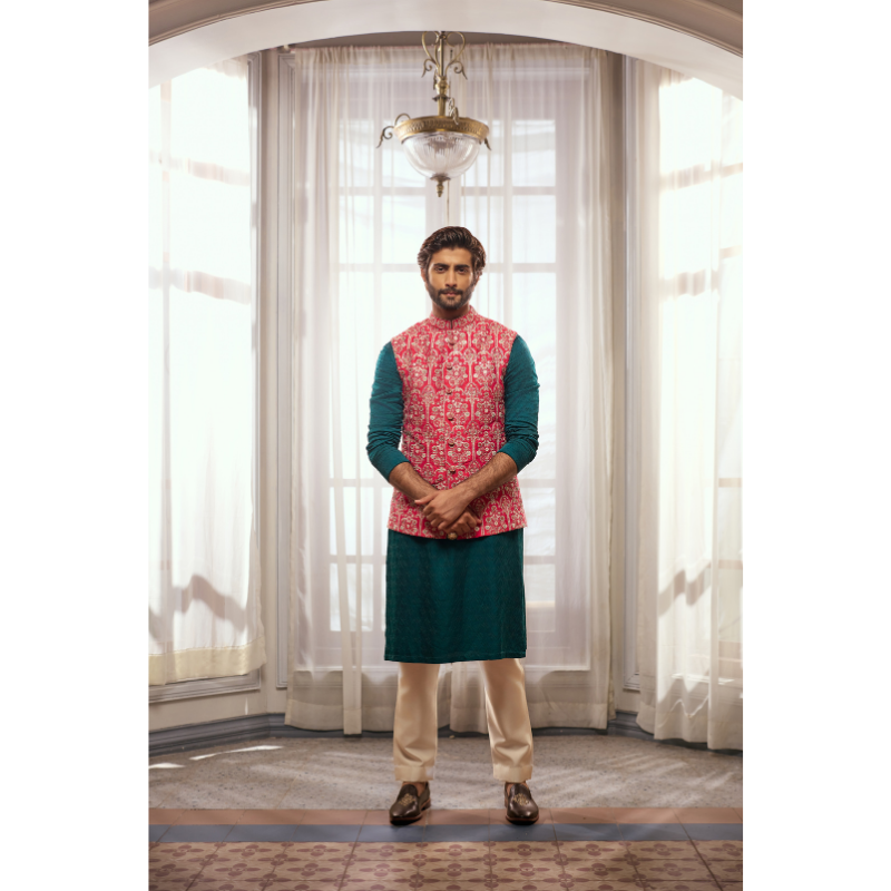 Azaan Fuchsia Festive Waistcoat