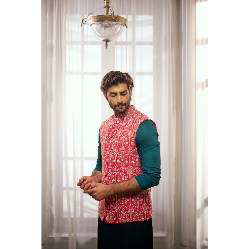 Azaan Fuchsia Festive Waistcoat
