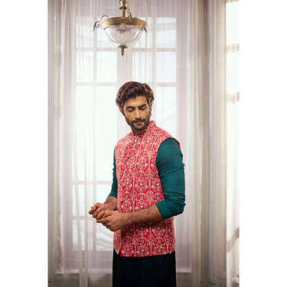 Azaan Fuchsia Festive Waistcoat