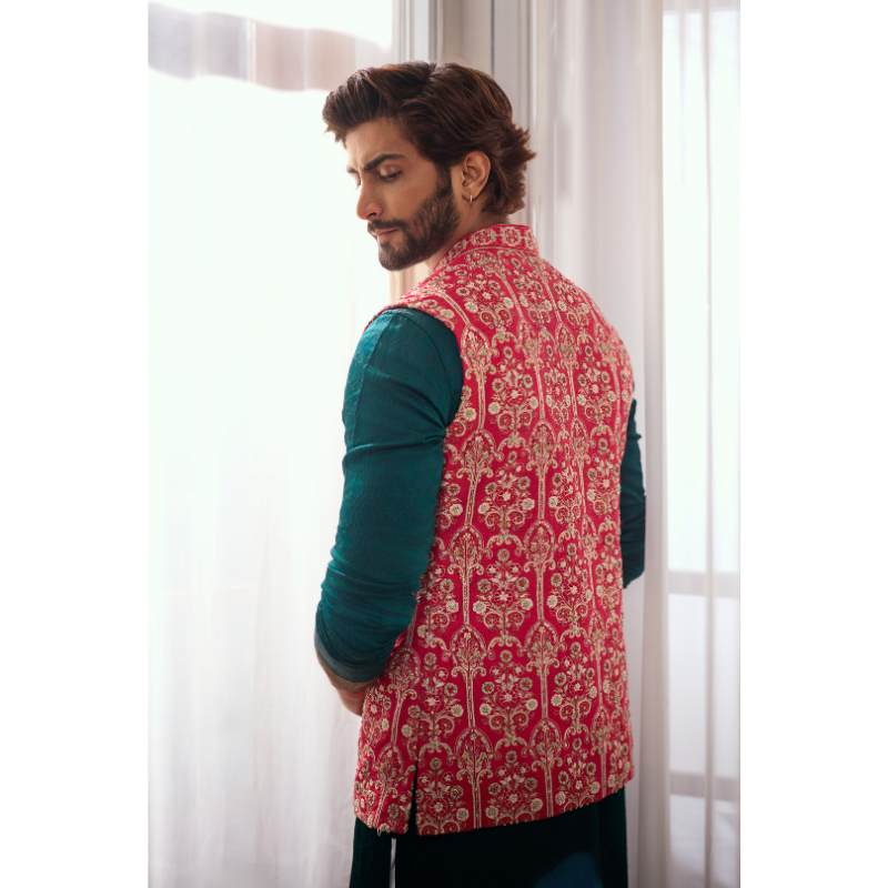 Azaan Fuchsia Festive Waistcoat