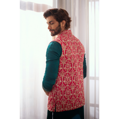 Azaan Fuchsia Festive Waistcoat