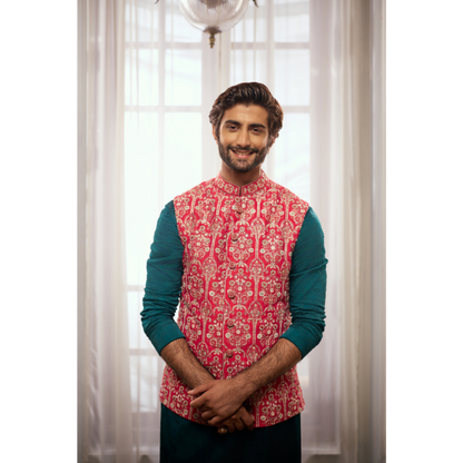 Azaan Fuchsia Festive Waistcoat
