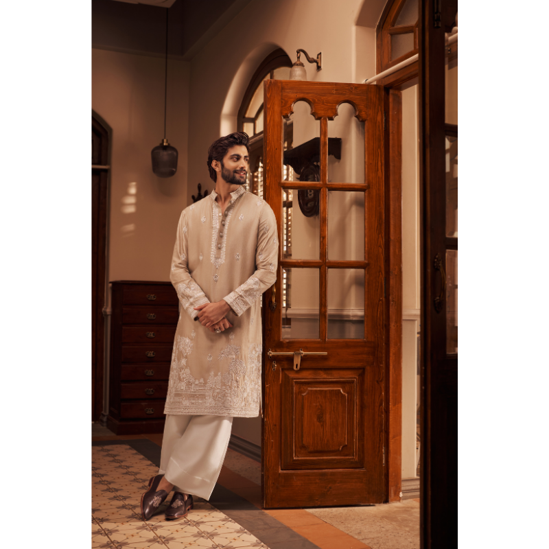 Saahir Sand Embroidered Kurta