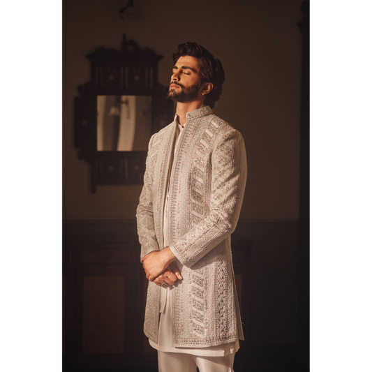 Izaan Ivory Embroidered Prince Coat