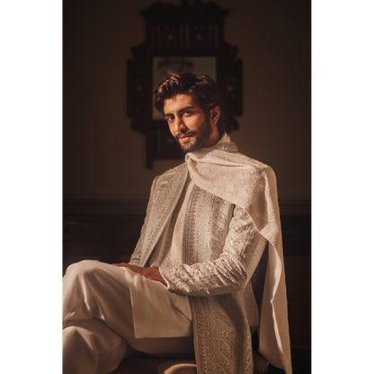 Izaan Ivory Embroidered Prince Coat