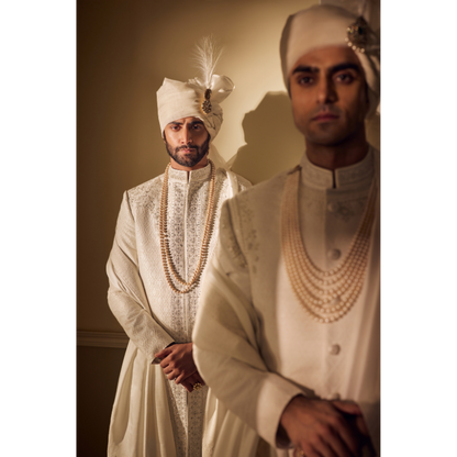Zavian Pearl Groom Sherwani