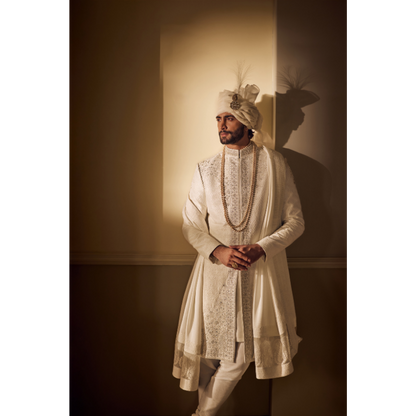 Zavian Pearl Groom Sherwani