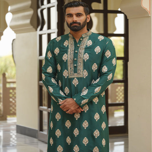 Eid 2024 Zardosi Green Panjabi