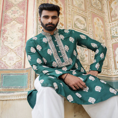 Eid 2024 Zardosi Green Panjabi