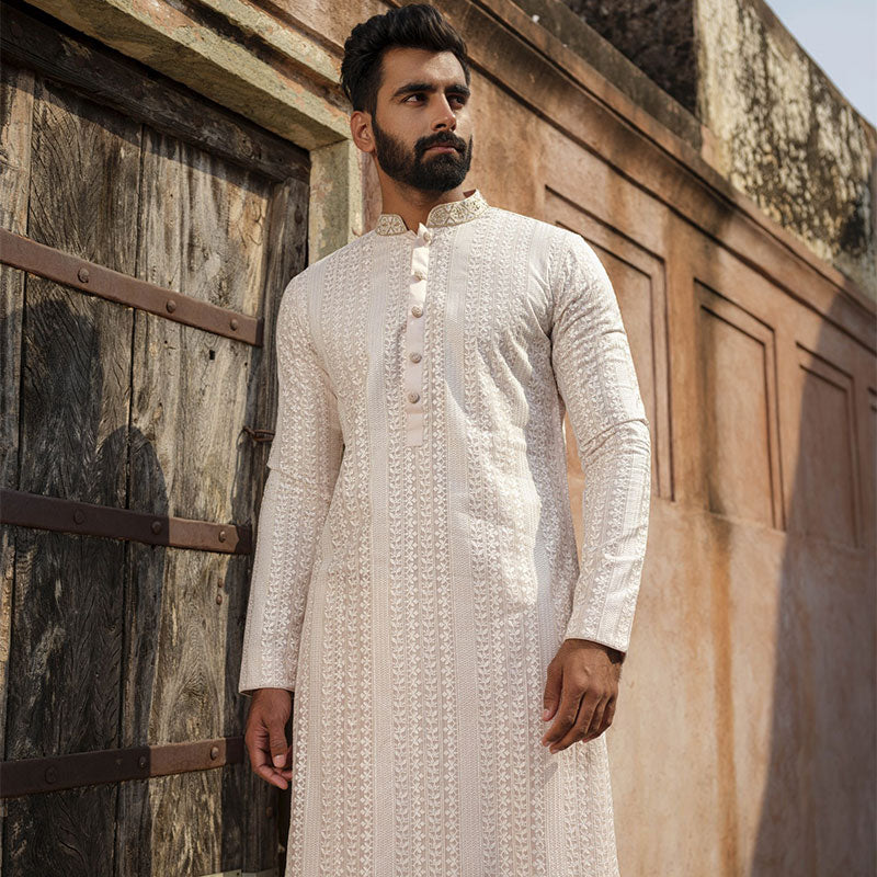 White Muslin All Over Embroidery Work